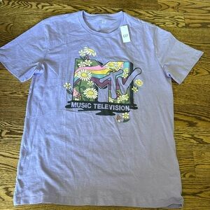 GAP Lavender MTV Floral Graphic Tee